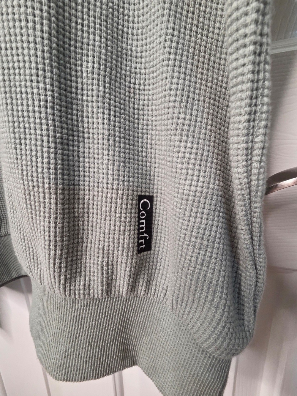COMFRT Waffle Knit Crewneck Sweatshirt – Size L – Sage Green – Oversized Lounge - Picture 2 of 7